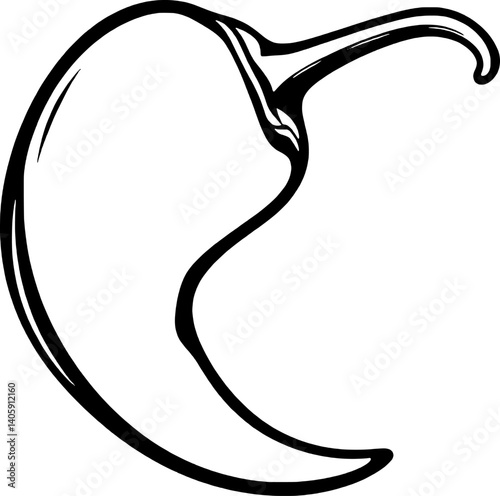 Hand-Drawn Illustration Of A Single Chili Pepper