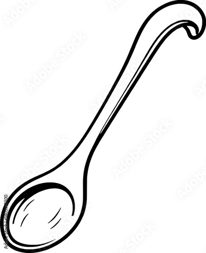 Hand-Drawn Illustration Of A Simple Wooden Spoon For Cooking