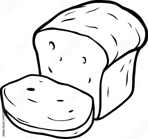 A Simple Line Drawing Of A Loaf Of Bread With A Slice Removed