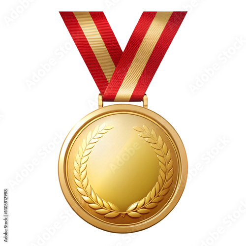 gold medal with ribbon