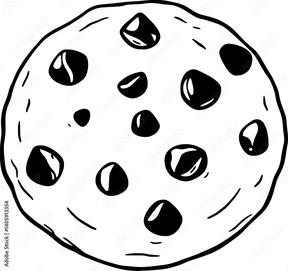 Fototapeta premium Delicious Chocolate Chip Cookie Illustration A Hand-Drawn Design