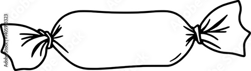 Hand-Drawn Illustration Of A Wrapped Candy Simple Line Art Design