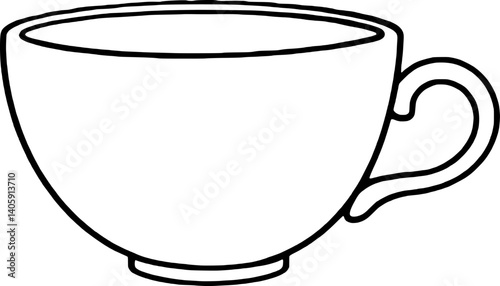 Simple Line Drawing Of A Classic Teacup Ideal For Design Projects