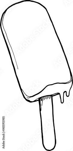 Hand-Drawn Illustration Of A Melting Popsicle On A Stick