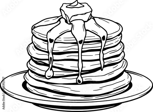 Delicious Stack of Buttery Pancakes Drizzled With Syrup