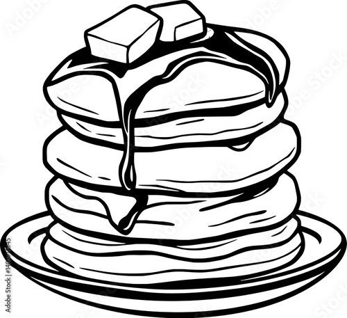 Delicious Stack of Buttery Pancakes Drizzled With Syrup