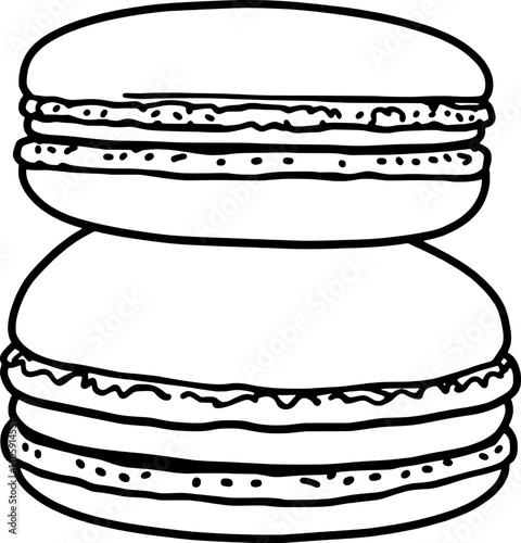 Delicious Line Art Drawing Of Two Stacked Macarons
