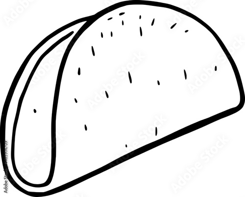 Simple Line Drawing Of A Delicious Taco Shell