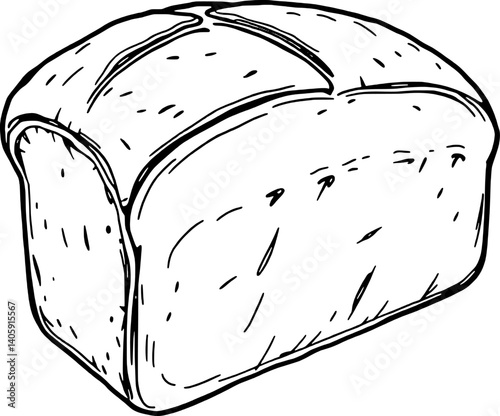 Hand-Drawn Illustration Of A Loaf Of Crusty Bread