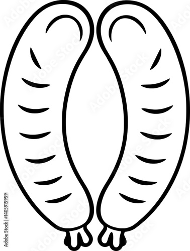 A Pair Of Grilled Sausages Simple Line Art Design Illustration