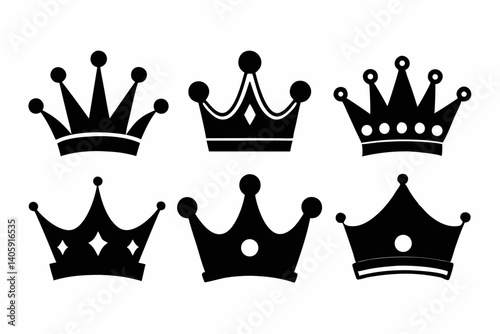 The croblack, vector, icon, set, crown, silhouette, design, collection, illustration, graphic, symbol, isolated, bundle, drawing, art, king, outline, pack, quwn icon set silhouette black vector bundle