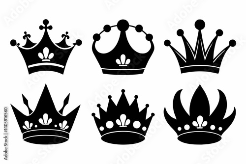 The croblack, vector, icon, set, crown, silhouette, design, collection, illustration, graphic, symbol, isolated, bundle, drawing, art, king, outline, pack, quwn icon set silhouette black vector bundle