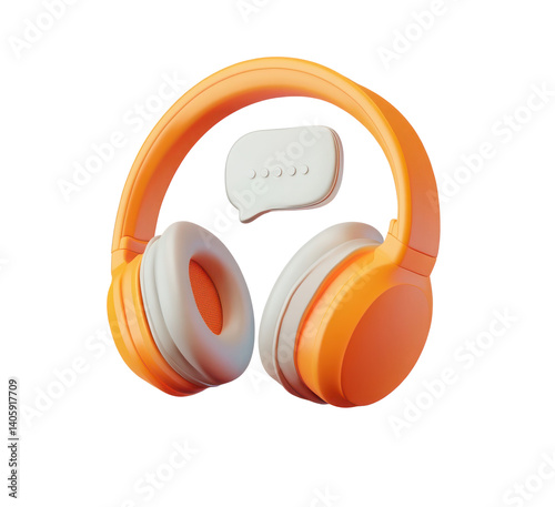Support headphones 3D icon with bubble
