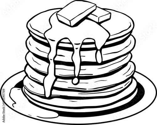 Delicious Stack of Buttery Pancakes Drizzled With Syrup