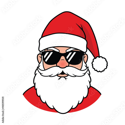 Cool Santa Claus Wearing Sunglasses Festive Holiday Season Illustration Vector Image
