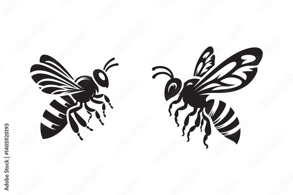 Obraz premium Bee silhouette with white background