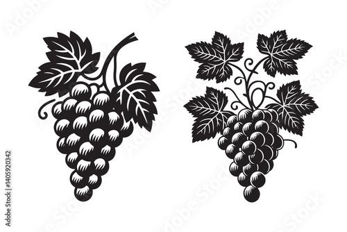 Grapes silhouette with white background