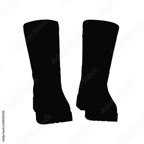 Silhouette Of Rubber Boots Symbolizing Safety And Protection Footwear Isolated