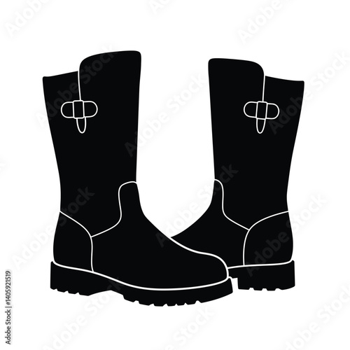 Elegant Wellington Boots Black Silhouette Equestrian Apparel Fashionable Rubber Footwear