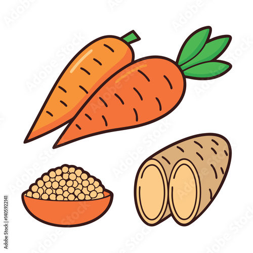 Carrots, yams, and legumes