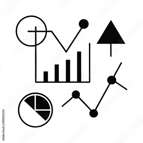 Infographic elements (charts, arrows, symbols) shape style