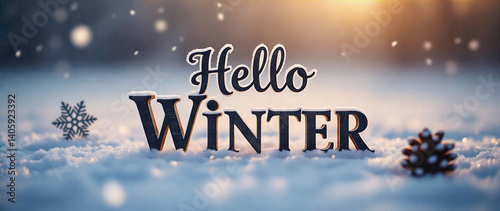 Generate an AI photo for a winter greeting card featuring the text 