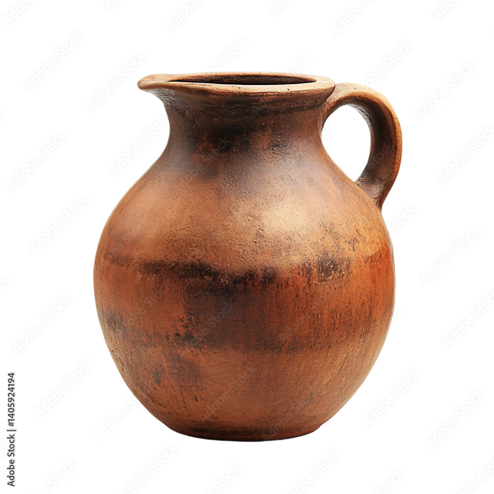 Clay brown jug isolated [Transparent Background PNG] 