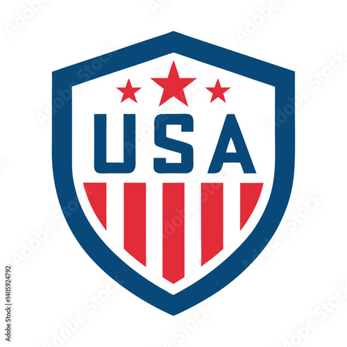 USA Shield Emblem Design on White Background  