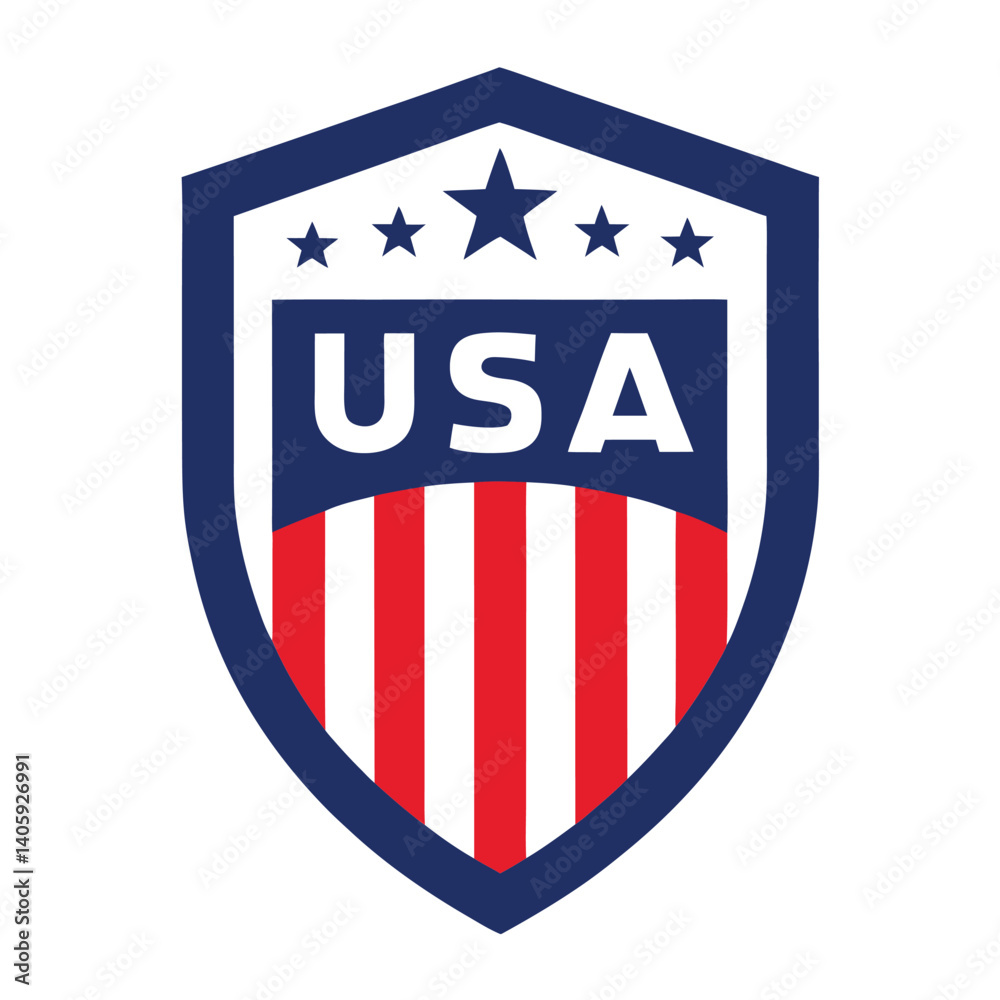 Fototapeta premium USA Shield Emblem Design on White Background 