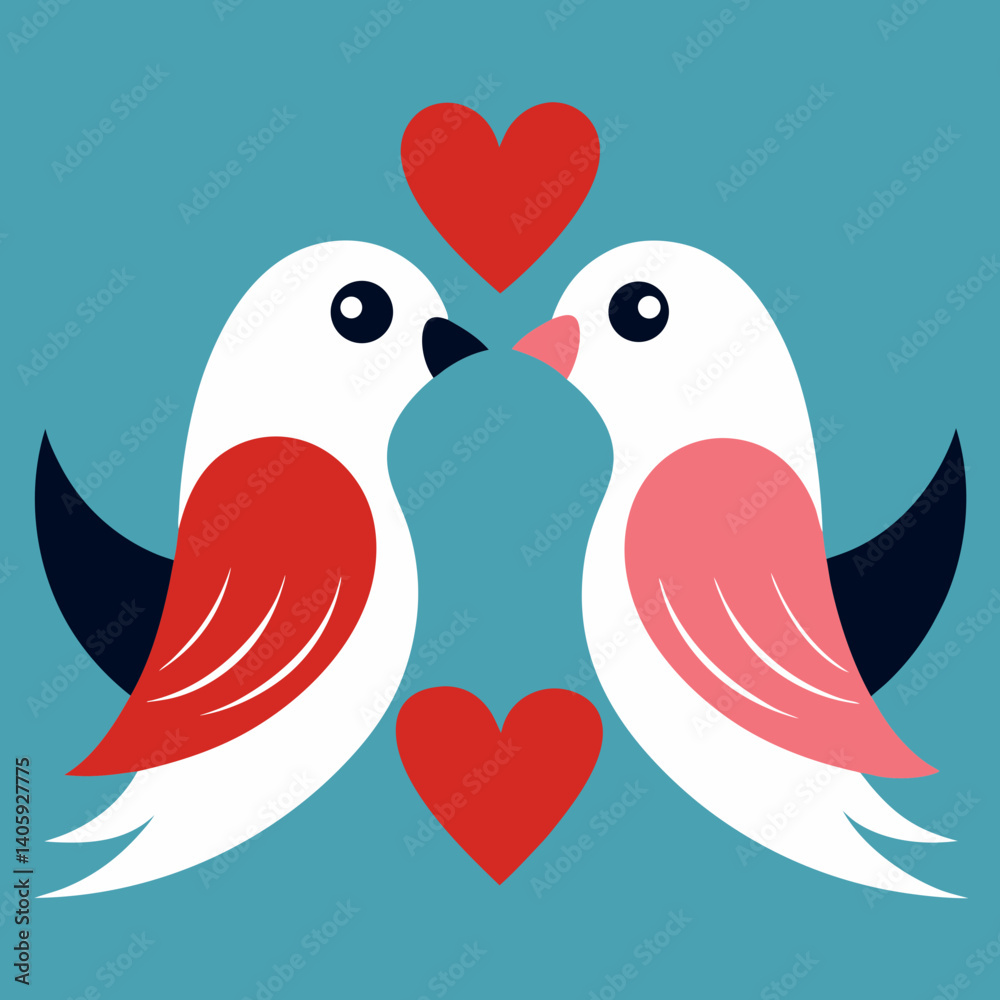 Vector illustration of birds in love