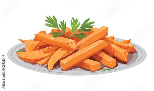 Sweet Potato Stick Fries - Vector Illustration