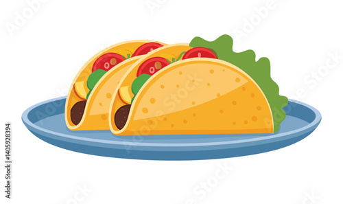 Mini Tacos Plater Vector Illustration