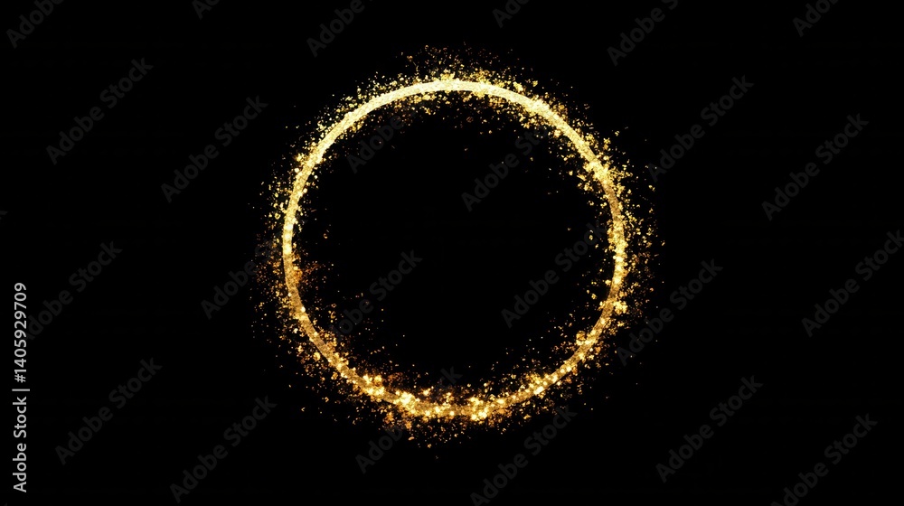 Fototapeta premium Gold Bokeh Frame. Sparkling Lights on a Black Background. Ideal for Holidays, Celebrations, and Design Projects. illustration