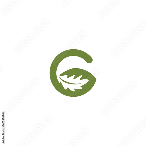letter G oak leaf logo, leaves illustration icon