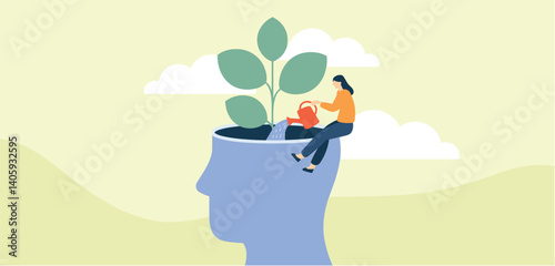 Woman's Mental and Physical Well Being Illustration