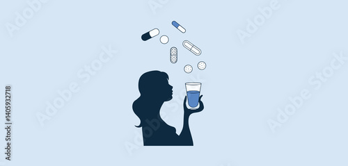 Woman's Mental and Physical Well Being Illustration