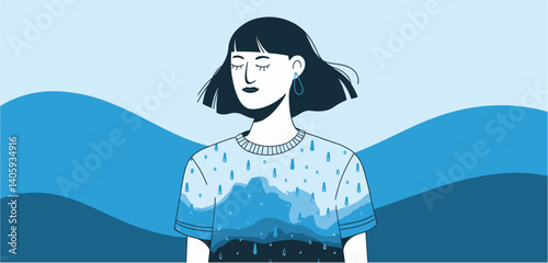 Woman's Mental and Physical Well Being Illustration