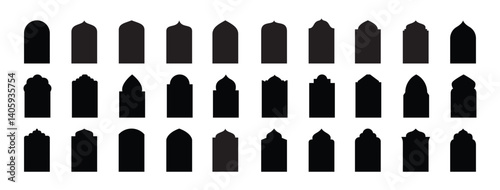 Arab Arch and Islam Door Shapes Set vector, Arch and Window. Islam Frames Set. Ramadan frames in oriental style.