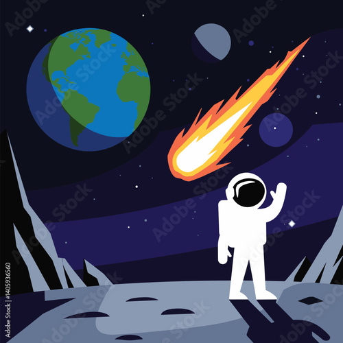 Astronaut floating in space surrounded by colorful planets
