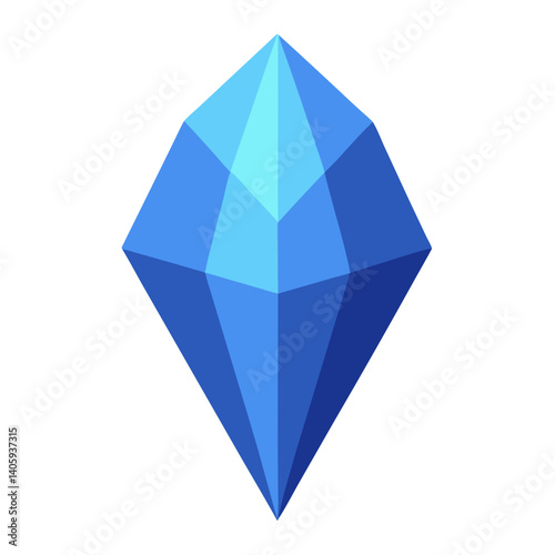 Elegant Blue Gemstone Illustration: A brilliant illustration showcasing a flawless blue gemstone. Its facets catch the light, suggesting luxury, value, and the allure of precious stones.