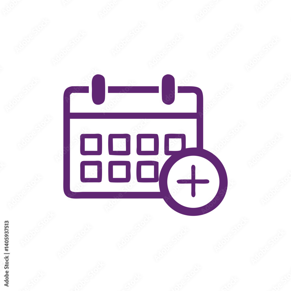Adding Date: A vibrant and contemporary illustration of a calendar icon, augmented with a plus sign, symbolizes upcoming events and appointments.