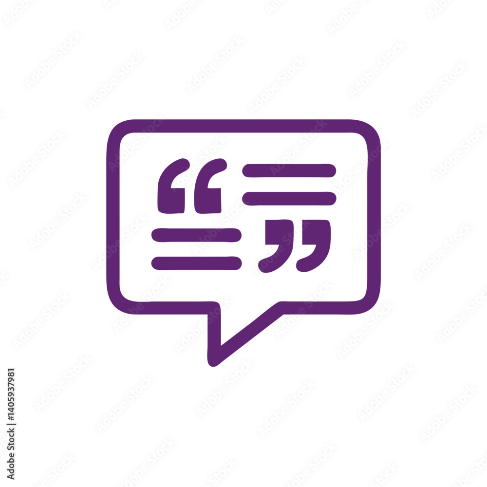 Quote Bubble Icon: A simple yet striking graphic showcases a quote bubble icon, perfect for representing speech, thoughts, or quotations within a minimalist design. Quote Bubble Icon: A simple yet striking graphic showcases a quote bubble icon, perfect for representing speech, thoughts, or quotations within a minimalist design.