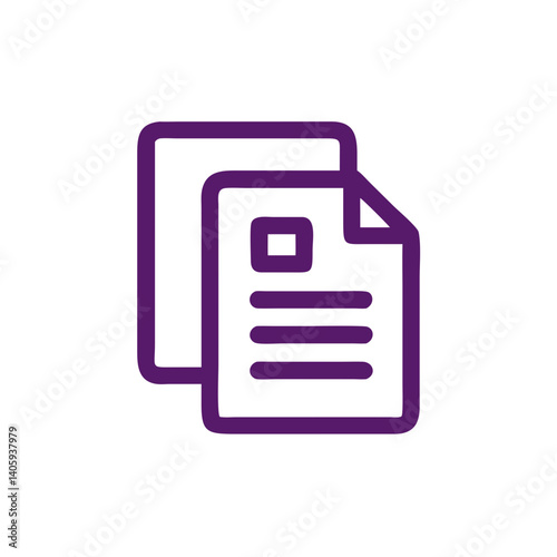 Document Icon: A simple yet clear illustration of two documents, one placed slightly atop the other, forming a visually engaging and recognizable symbol of paperwork and information sharing.