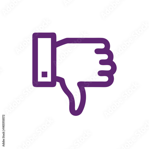 Negative Review Icon: A sleek, digitally crafted icon of a hand giving a thumbs-down gesture, conveying a message of disapproval, rejection, or failure.