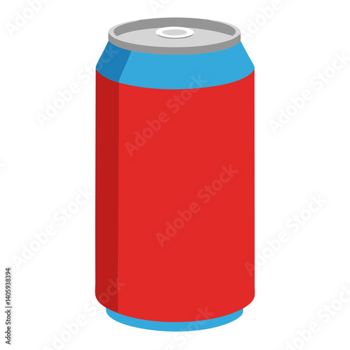 Soda Can: A vibrant and modern illustration of a sleek soda can with red and blue color. The design showcases a refreshing beverage container.