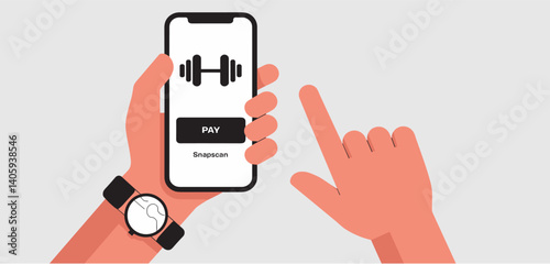 Hand holding a smartphone with a fitness app interface
