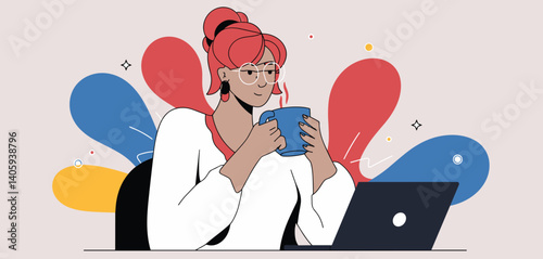 Woman's Mental and Physical Well Being Illustration
