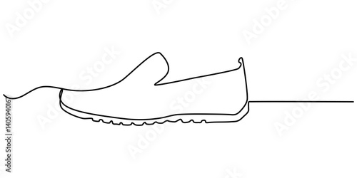 Continuous line drawing of loafers shoes. Illustration for beauty and fashion concepts, One continuous single drawing line art flat doodle women, fashion, shoe, leather, style, elegance, footwear. 