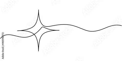 Line star one continuous line drawing design vector, hand draw doodle stars illustration in continuous line arts style vector, Star continuous one line drawing vector illustration, Premium vector.