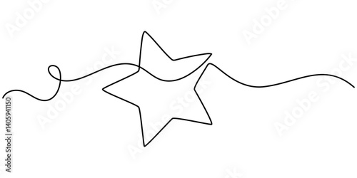 Line star one continuous line drawing design vector, hand draw doodle stars illustration in continuous line arts style vector, Star continuous one line drawing vector illustration, Premium vector.